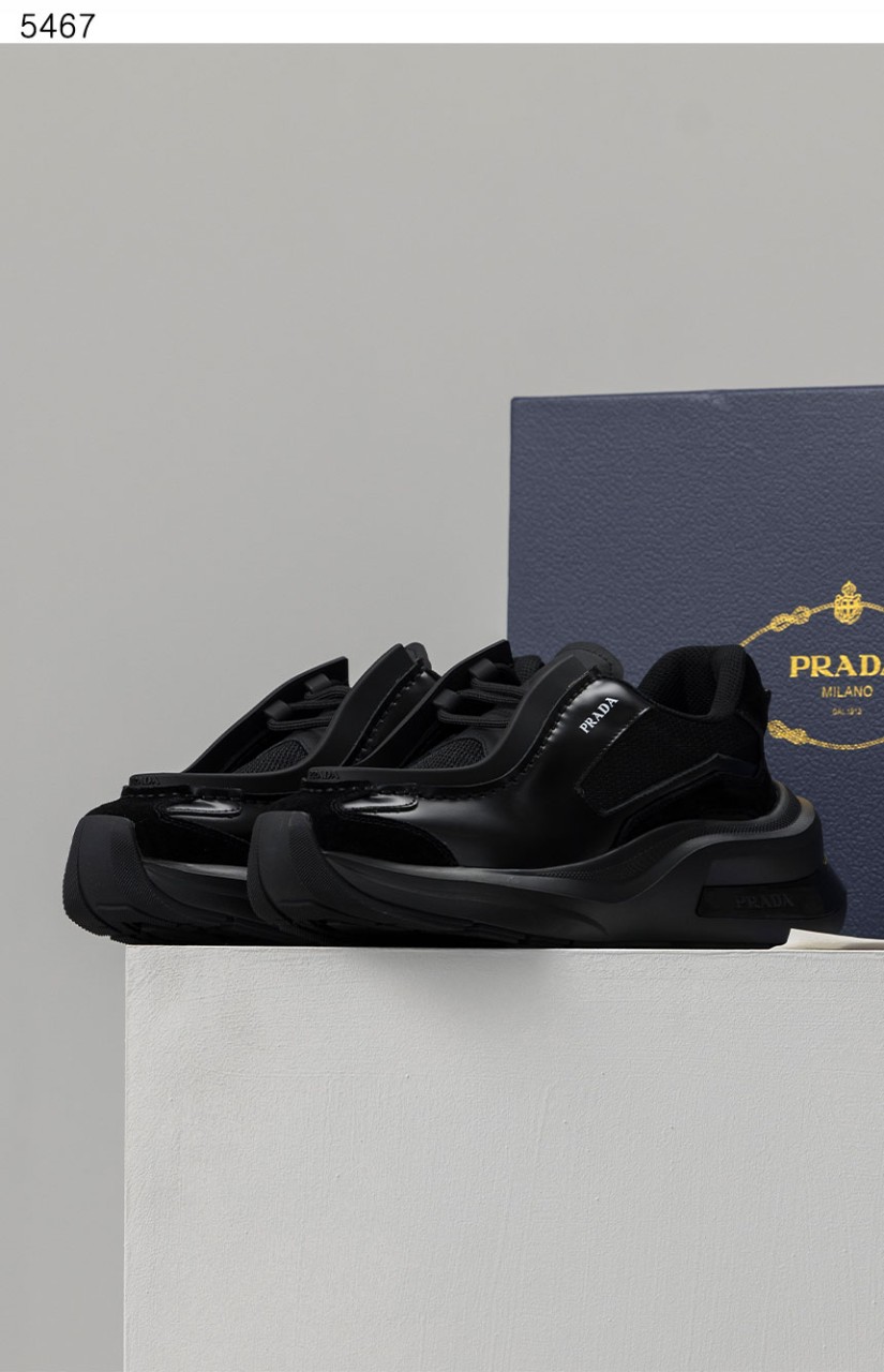 프라* [PRADA] 바이크 패브릭 스웨이드 엘리먼츠 브러쉬드 레더 스니커즈